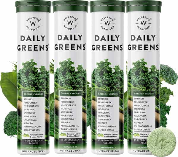 Wellbeing Nutrition Daily Greens Wholefood Multivit For Detox | Weight Management 15 Tabs(Pack Of 4)