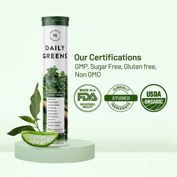 Wellbeing Nutrition Daily Greens Wholefood Multivit For Detox | Weight Management 15 Tabs(Pack Of 4)