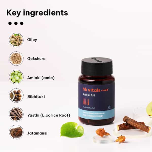 Hk Vitals Hair Rescue Fall| 30 Tablets | Helps Reduce Hairfall & Supports Hair Growth