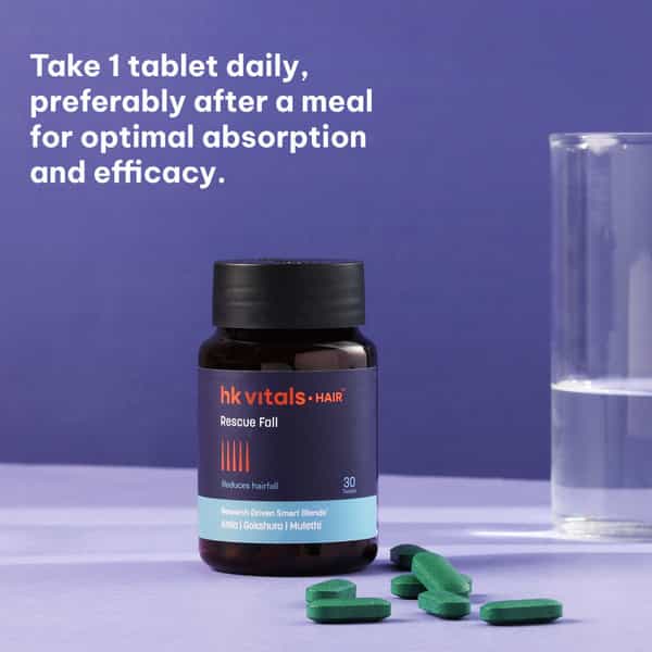 Hk Vitals Hair Rescue Fall| 30 Tablets | Helps Reduce Hairfall & Supports Hair Growth