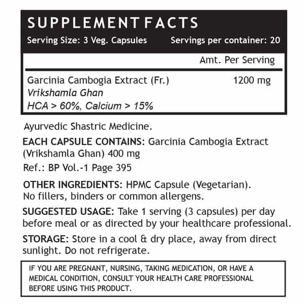Inlife Garcinia Cambogia Extract Supplement 1200 Mg Per Serving (60 Veg. Capsules)
