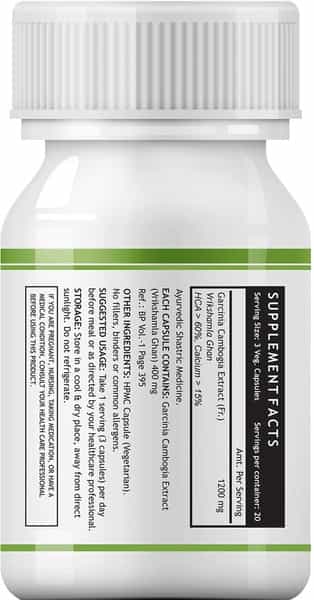 Inlife Garcinia Cambogia Extract Supplement 1200 Mg Per Serving (60 Veg. Capsules)