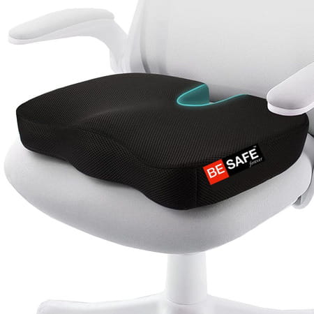 Besafe Forever Ergonomic Coccyx Seat Cushion With Tailbone Cut Out For Car Sitting | Black