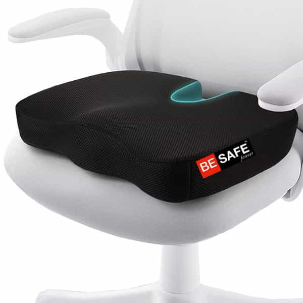 Besafe Forever Ergonomic Coccyx Seat Cushion With Tailbone Cut Out For Car Sitting | Black