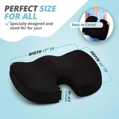 Besafe Forever Ergonomic Coccyx Seat Cushion With Tailbone Cut Out For Car Sitting | Black