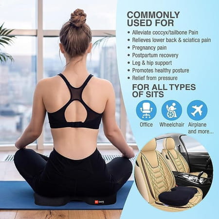 Besafe Forever Ergonomic Coccyx Seat Cushion With Tailbone Cut Out For Car Sitting | Black