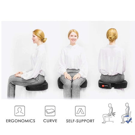 Besafe Forever Ergonomic Coccyx Seat Cushion With Tailbone Cut Out For Car Sitting | Black