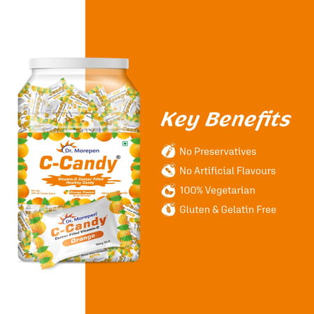 Dr. Morepen Vitamin C-Candy | 10Mg Vit.c Per Candy | Orange Flavored | Jar 250 Candy