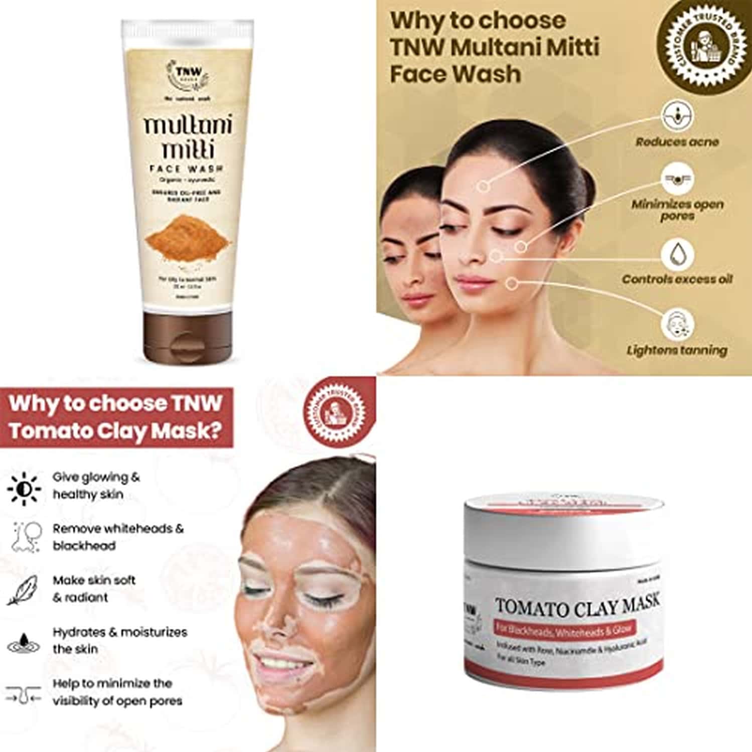 Buy TNWTHE NATURAL WASH TOMATO CLAY MASK & MULTANI MITTI FACE WASH