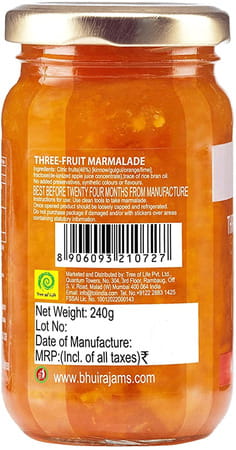 Bhuira All Natural Three Fruit Marmalade | No Sugar |- 240 Gm| Pack Of 2