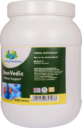Grazing Meadows Ston Vedic 900 Tablets | Ayurvedic Herbal Supplement For Kidney Stone (Pack Of 4)