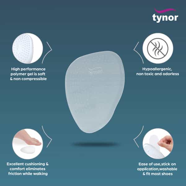 Tynor Metatarsal Pad Silicone - White - Universal Size - Pack Of 2