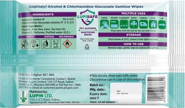 Lupisafe Sanitizing Alcohol Based Wet Wipes - 10 Pieces