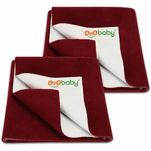 Oyo Baby Waterproof Dry Sheet Quick Dry | Extra Absorbent For Newborns | 70X50 Cm Pack Of 2 Maroon