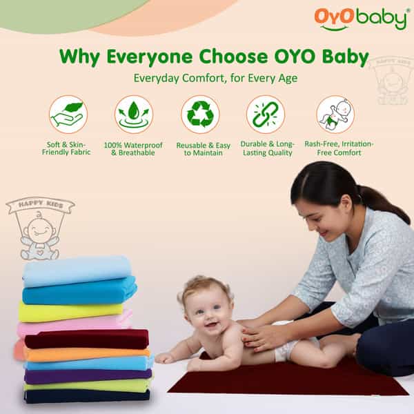 Oyo Baby Waterproof Dry Sheet Quick Dry | Extra Absorbent For Newborns | 70X50 Cm Pack Of 2 Maroon