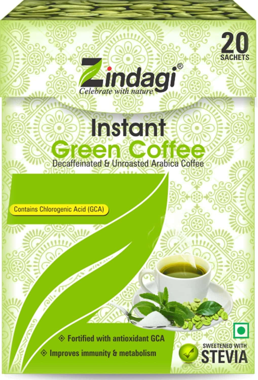 Zindagi Instant Green Coffee Powder Sachets -Immunity | Weight Loss -20