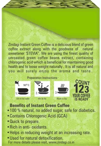 Zindagi Instant Green Coffee Powder Sachets -Immunity | Weight Loss -20
