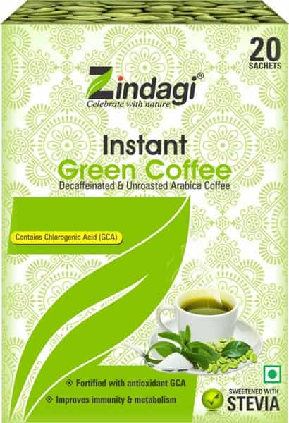 Zindagi Instant Green Coffee Powder Sachets -Immunity | Weight Loss -20