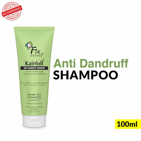 Fixderma Kairfoll Anti Dandruff Shampoo For Oily Sensitive Scalp | Sulphate Free Shampoo - 100 Ml