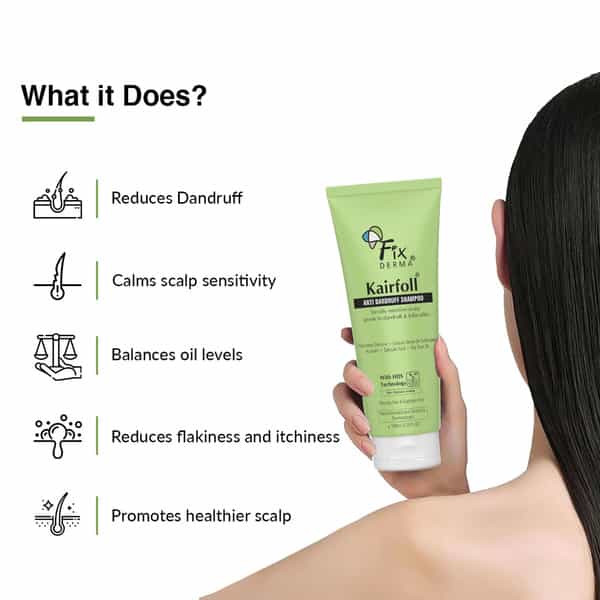 Fixderma Kairfoll Anti Dandruff Shampoo For Oily Sensitive Scalp | Sulphate Free Shampoo - 100 Ml