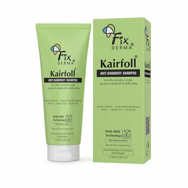 Fixderma Kairfoll Anti Dandruff Shampoo For Oily Sensitive Scalp | Sulphate Free Shampoo - 100 Ml