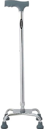 Guardian Walking Stick 4 Leg For Patients | Adjustable | Aluminum | Grey