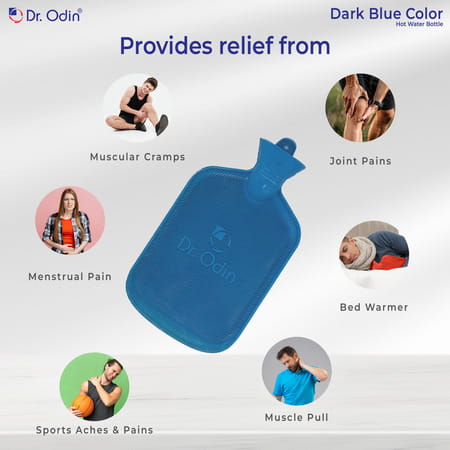 Dr. Odin 2 Litre Hot Water Bag | Non Electric Leakproof & Reusable Heating Pad (Dark Blue)