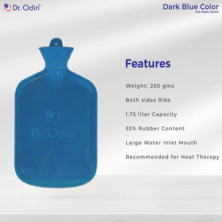 Dr. Odin Hot Water Bag (1.75 Litre) | Non-Electric Leakproof | For Body Pain (Dark Blue)