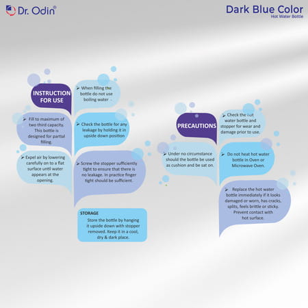 Dr. Odin Hot Water Bag (1.75 Litre) | Non-Electric Leakproof | For Body Pain (Dark Blue)