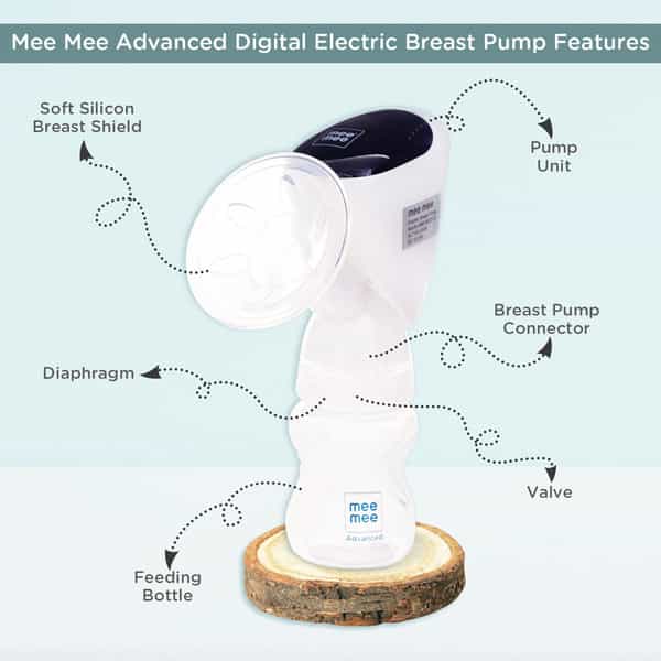 Meemee Advanced Digital Electric Breast Pump With 3 Modes - Massage | Suction & Let-Down(White)