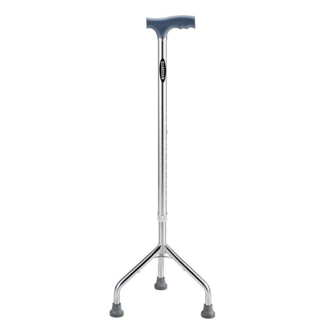 Guardian Walking Stick 3 Leg For Patients | Adjustable | Aluminum | Grey