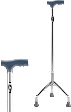 Guardian Walking Stick 3 Leg For Patients | Adjustable | Aluminum | Grey