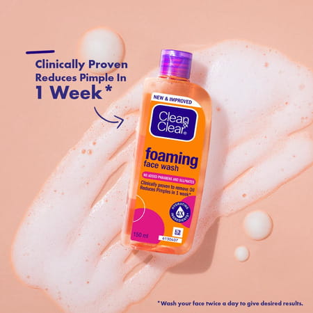 Clean & Clear Foaming 480ml| Clinically Proven| Pimple & Acne Removal Face Wash (480 Ml)