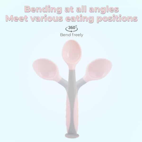 R For Rabbit Safe Feed Flexi Spoon Set Pink Grey