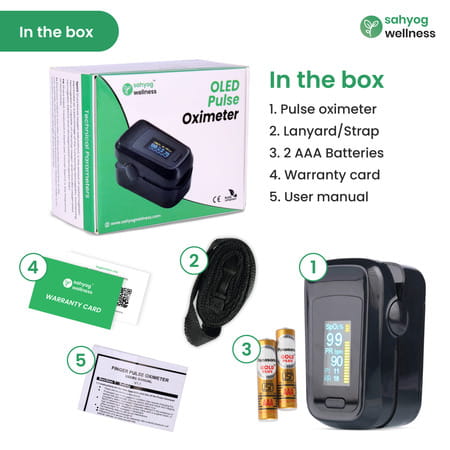 Sahyog Wellness Fingertip Advanced Oled Pulse Oximeter Measures Oxygen Saturation/Spo2/Pi/Rr