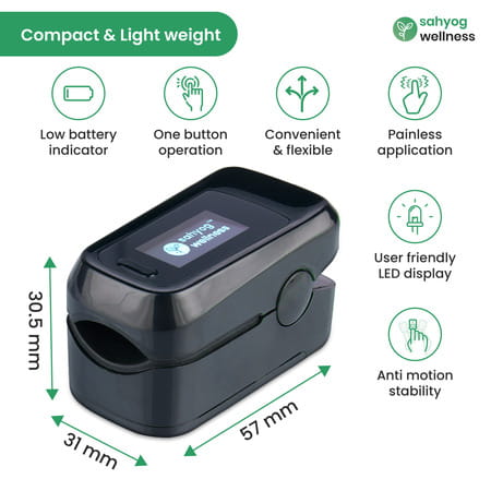 Sahyog Wellness Fingertip Advanced Oled Pulse Oximeter Measures Oxygen Saturation/Spo2/Pi/Rr
