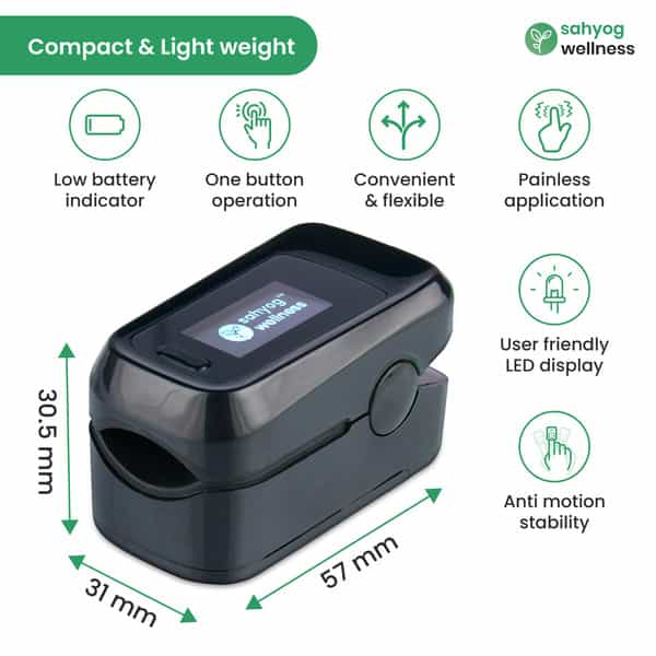 Sahyog Wellness Fingertip Advanced Oled Pulse Oximeter Measures Oxygen Saturation/Spo2/Pi/Rr
