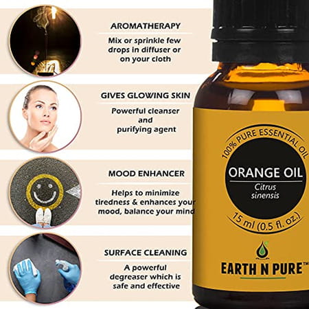 Earth N Pure Lavender & Orange Essential Oils | Pack Of 2 (15 Ml Each) | 100% Pure Undiluted Natural