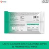 Lacto Calamine Daily Cleansing Face Wipes With Aloe Vera Cucumber And Vitamin E - 25 Wipes
