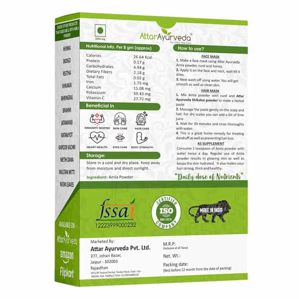 Attar Ayurveda Pure Amla Powder For Hair Growth (250 Grams)