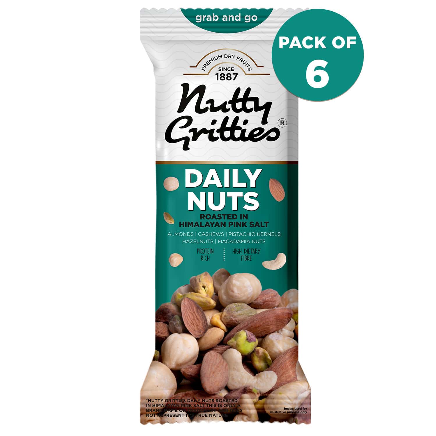 Nutty Gritties Daily Nuts Roasted In Himalayan Pink Salt -210g (pack Of 6 X 35g Each)