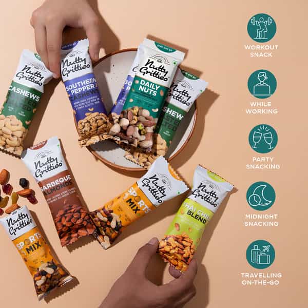 Nutty Gritties Daily Nuts Roasted In Himalayan Pink Salt -210G (Pack Of 6 X 35G Each)