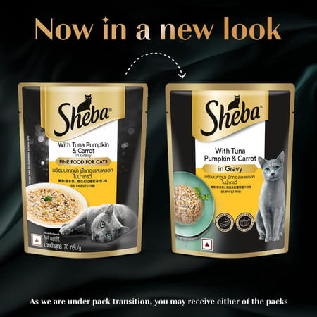 Sheba Fine Premium Adult (1+ Years) Wet Cat Food | Tuna Pumpkin & Carrot In Gravy | 14 X 70 G