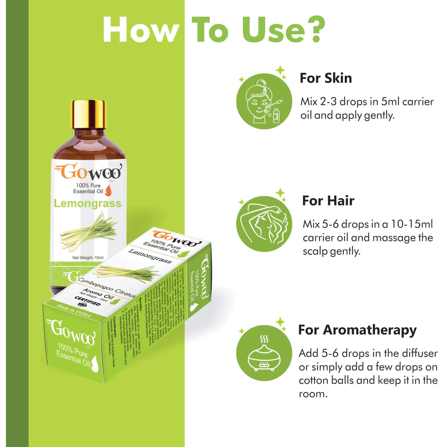 Buy PACK OF 2 LAVENDER OIL AND LEMONGRASS ESSENTIAL OIL Online & Get