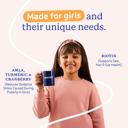 Gritzo Supermilk Growth (7-9Y Girls) | 9G Protein Powder (Double Chocolate | 400G)