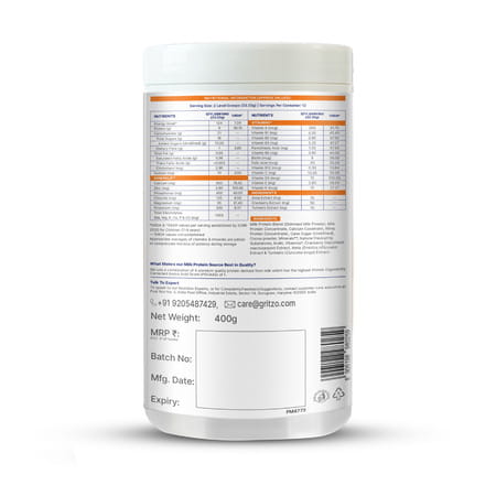 Gritzo Supermilk Overall Growth (7-9y Girls) | 9g Protein Powder (Double Chocolate | 400g)