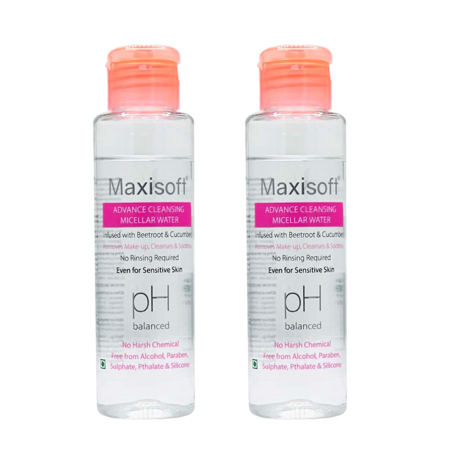 Maxisoft Advance Cleansing Micellar Water | Ph Balanced | Bottle | 100 Ml | Pack Of 2