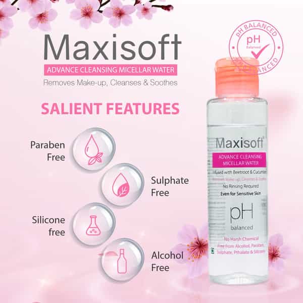 Maxisoft Advance Cleansing Micellar Water | Ph Balanced | Bottle | 100 Ml | Pack Of 2