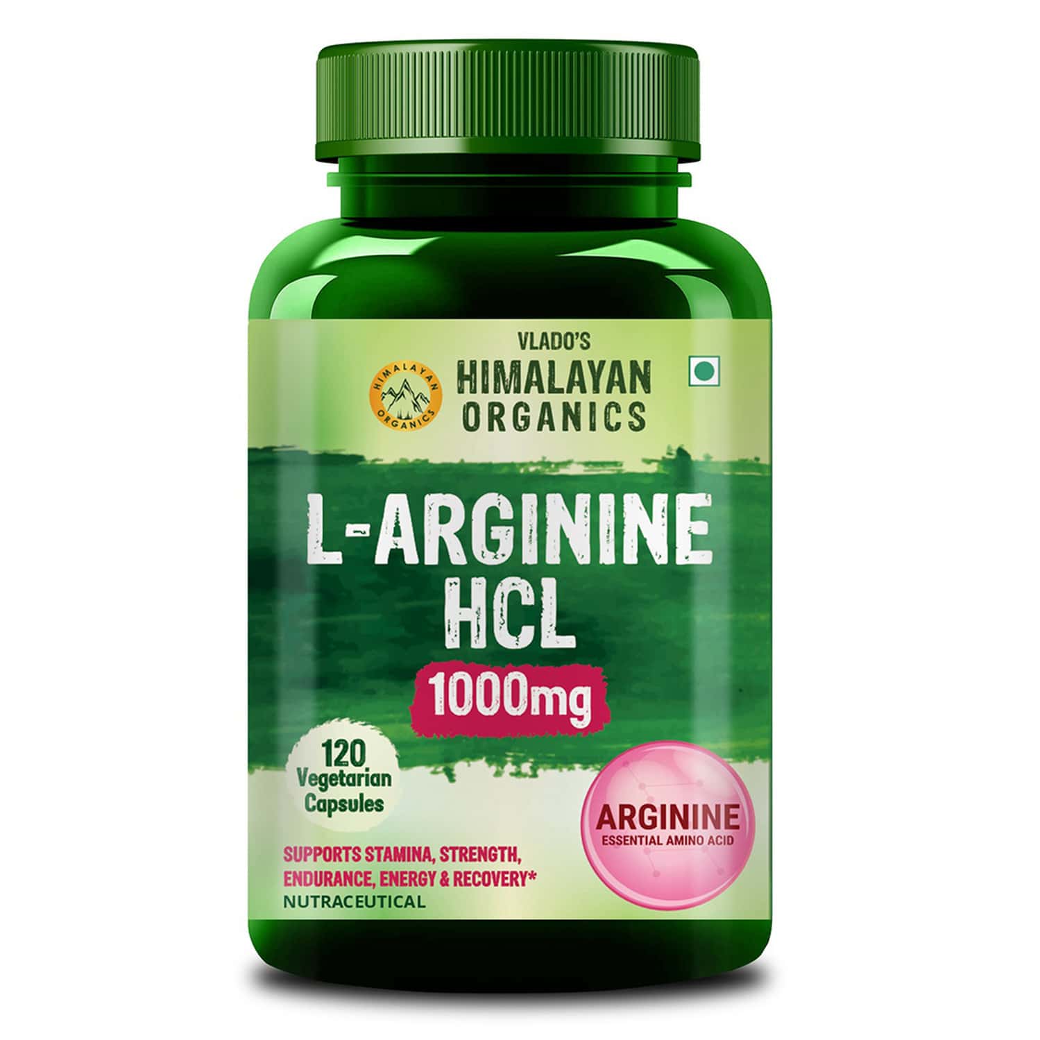 Vlado's Himalayan Organics L-arginine 1000 Mg With Chromium Picolinate Supplement - 120 Veg Caps