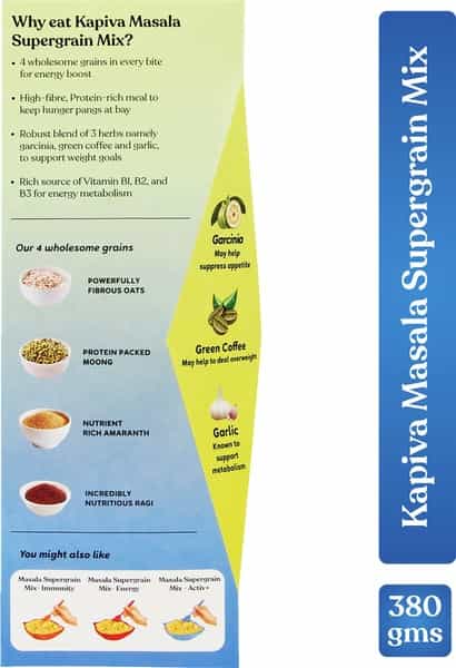 Kapiva Masala Supergrain Mix 380G For Weight Management | Instant 3-Minute Meal